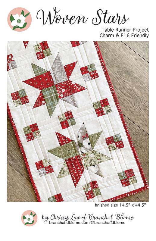 Branch & Blume Woven Stars Table Runner Quilt Pattern | Christmas Star Quilt Pattern - Pisgah Needleworks