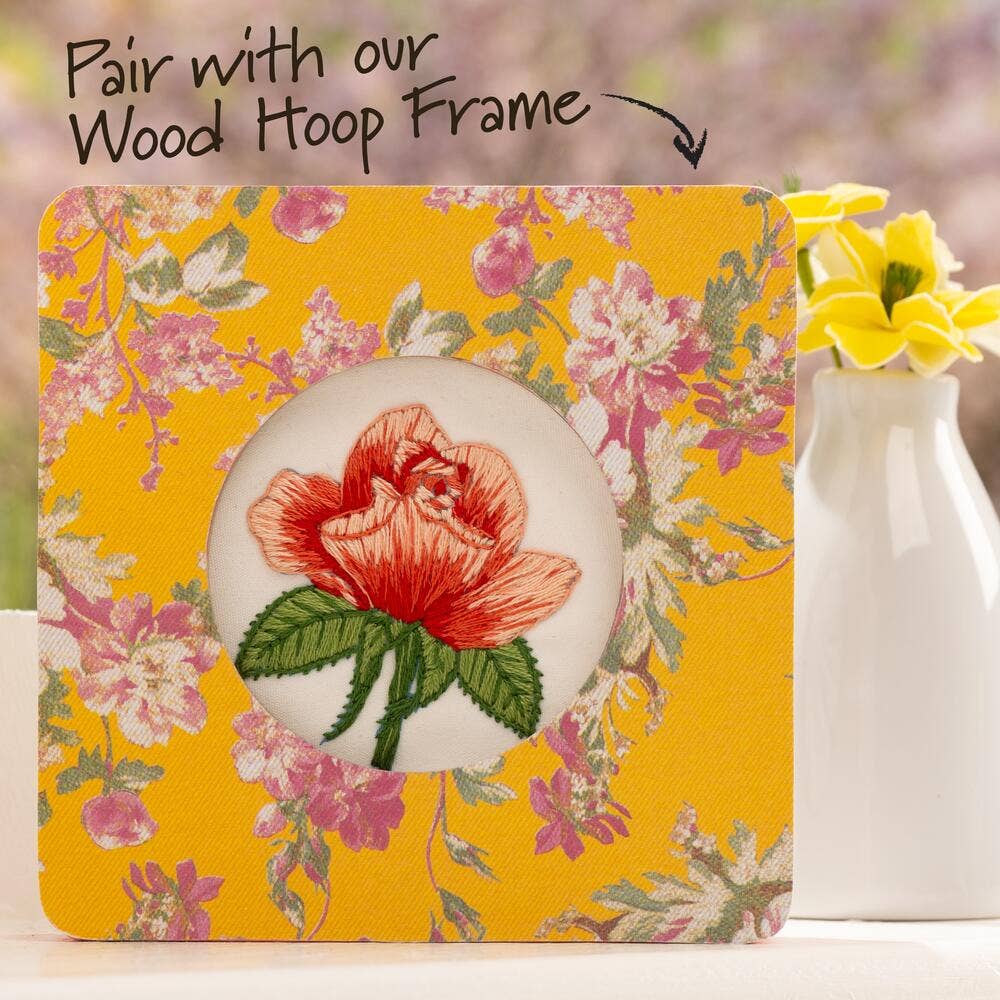 Bucilla Blooming Rose Stamped Embroidery Kit – 3" Floral Embroidery Hoop - Pisgah Needleworks