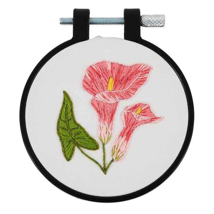 Bucilla Delicate Lily Stamped Embroidery Kit – 3" Floral Embroidery Hoop - Pisgah Needleworks
