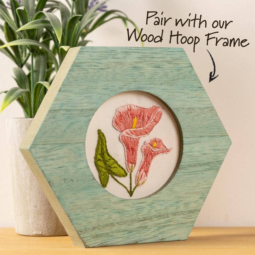 Bucilla Delicate Lily Stamped Embroidery Kit – 3" Floral Embroidery Hoop - Pisgah Needleworks