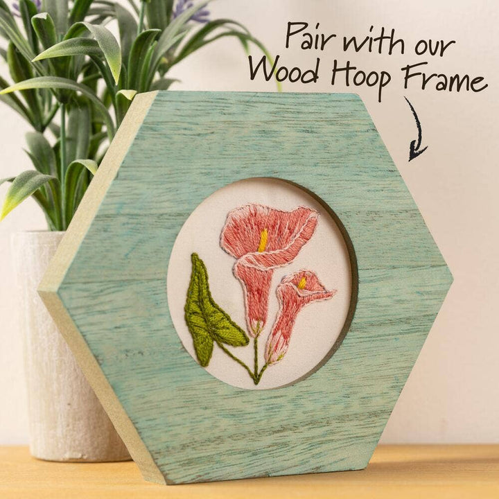 Bucilla Delicate Lily Stamped Embroidery Kit – 3" Floral Embroidery Hoop - Pisgah Needleworks