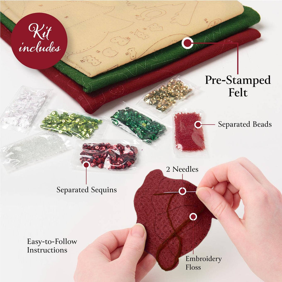 Bucilla Holiday Favorites Felt Ornament Kit – Set of 6 Classic Christmas Ornaments - Pisgah Needleworks