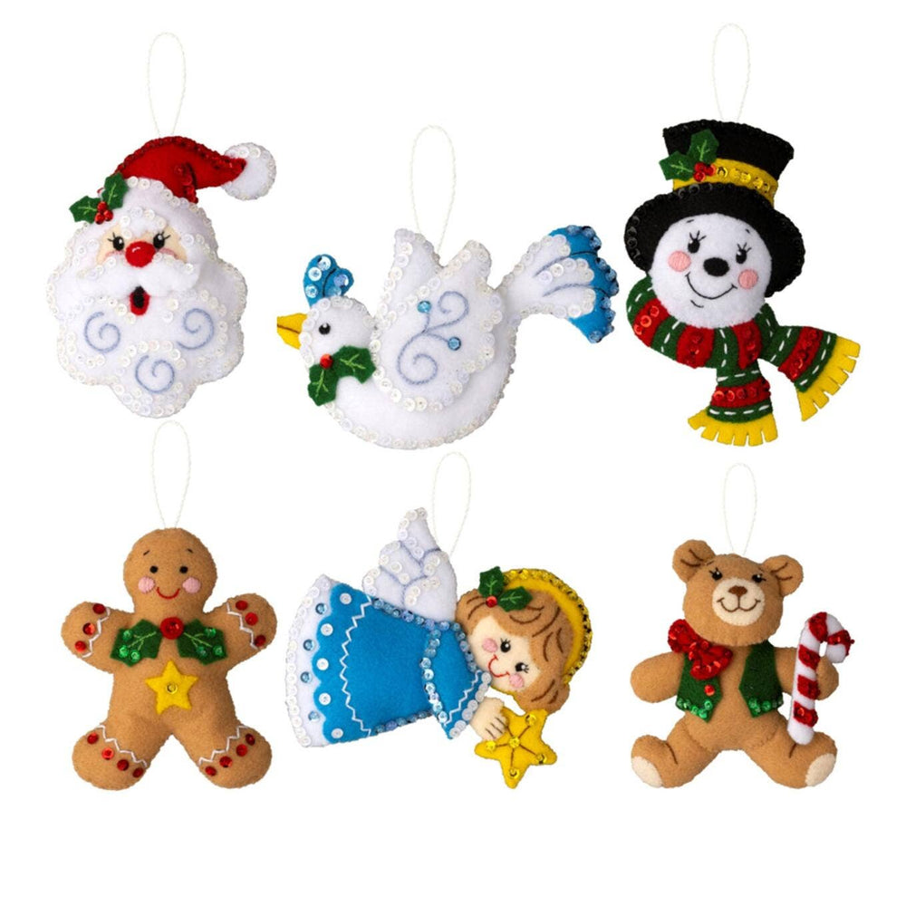 Bucilla Holiday Favorites Felt Ornament Kit – Set of 6 Classic Christmas Ornaments - Pisgah Needleworks