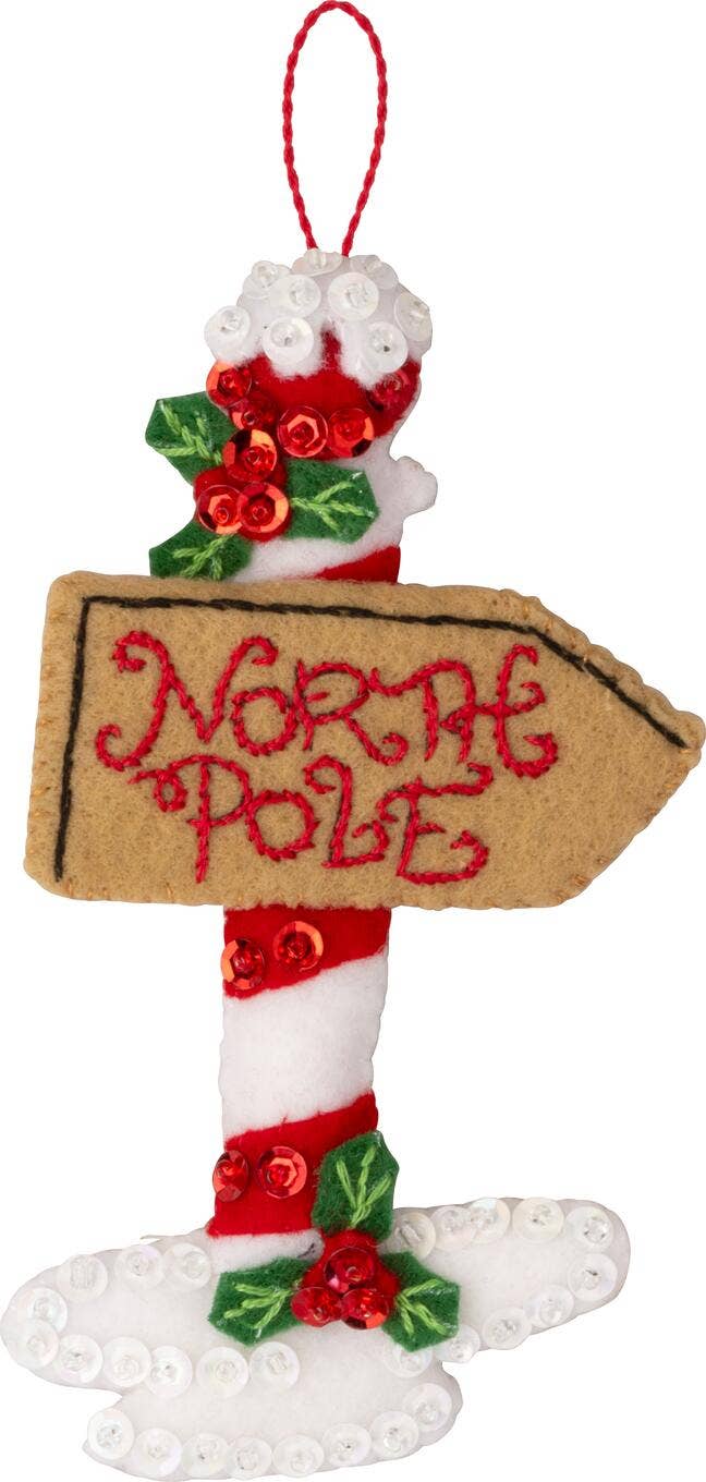 Bucilla North Pole This Way Felt Ornament Kit – Set of 6 Festive Christmas Ornaments - Pisgah Needleworks