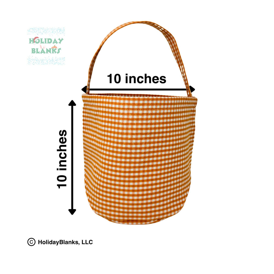 Holiday Blanks - 2025  HB Gingham Halloween basket embroidery blanks: Orange - Pisgah Needleworks