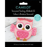 Camelot Diamond Painting Notebook Kit with pink owl design on packaging