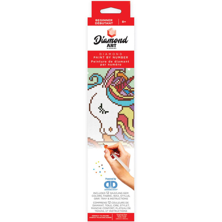 Diamond Art paint by number kit packaging with a unicorn design on a white background