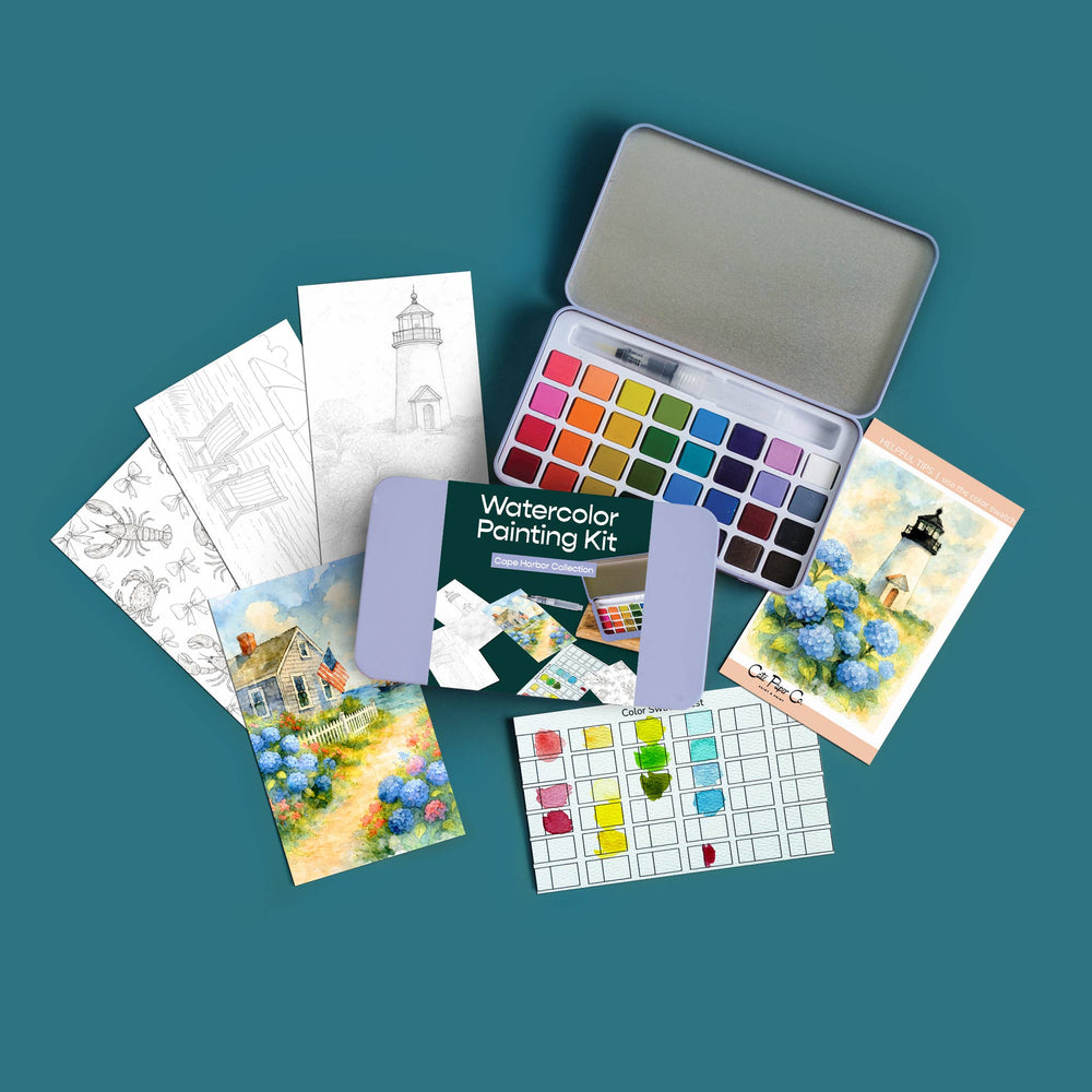 Cate Paper Co. - Cape Harbor watercolor painting kit - Pisgah Needleworks