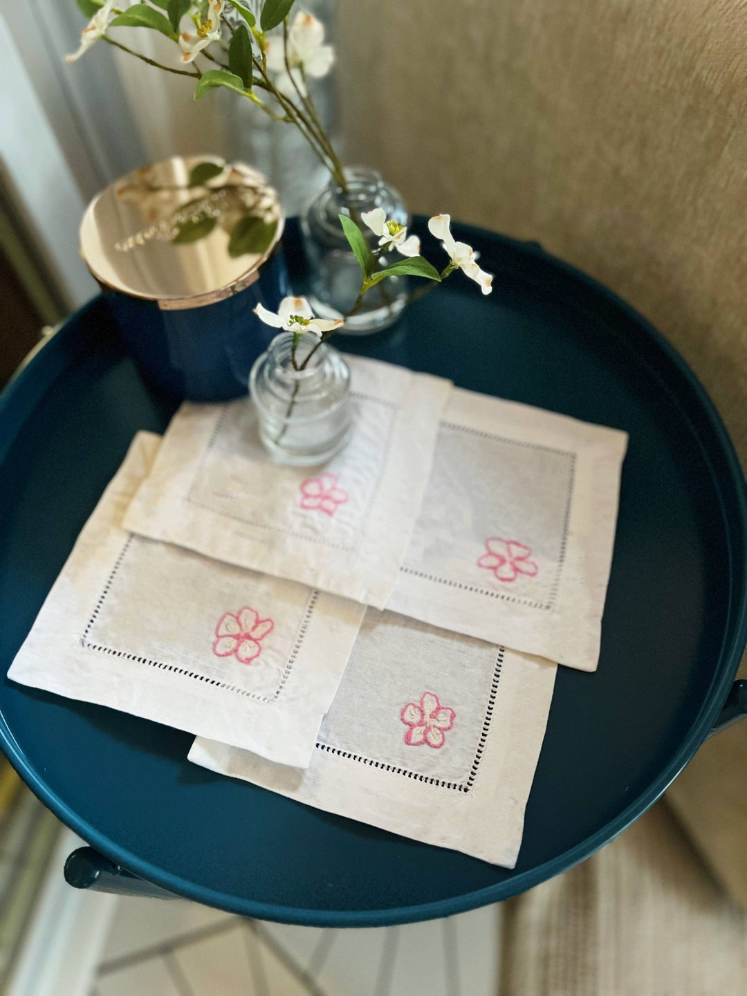 Cate Paper Co. – Cherry Blossom Napkins Embroidery Kit (Set of 4) - Pisgah Needleworks