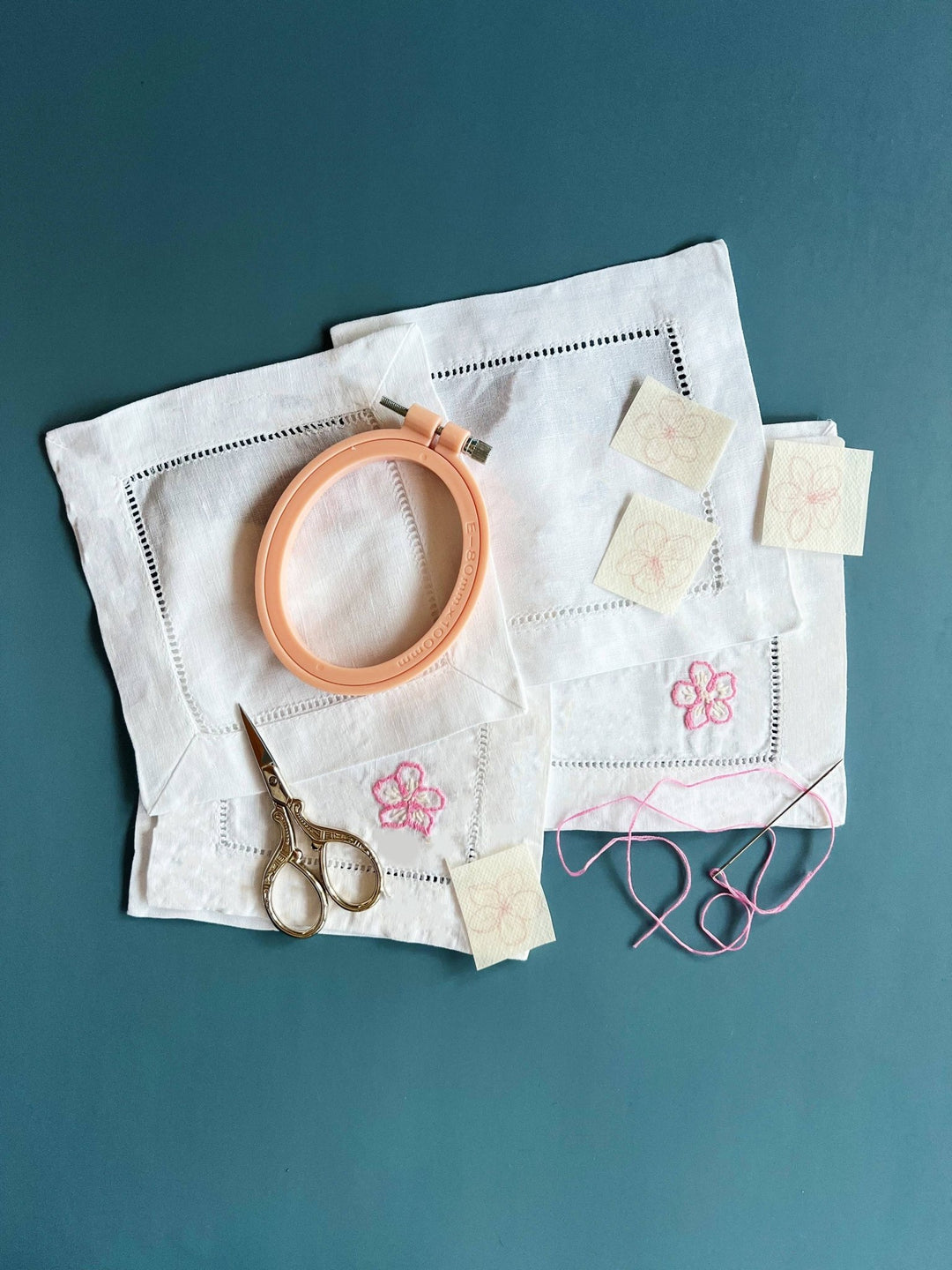 Cate Paper Co. – Cherry Blossom Napkins Embroidery Kit (Set of 4) - Pisgah Needleworks