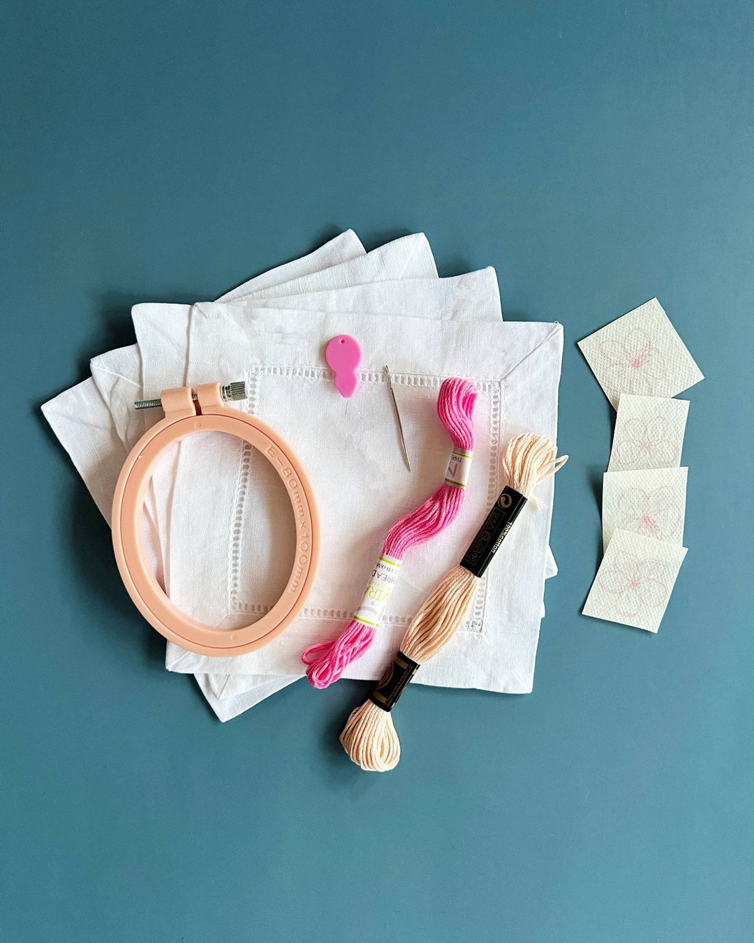 Cate Paper Co. – Cherry Blossom Napkins Embroidery Kit (Set of 4) - Pisgah Needleworks