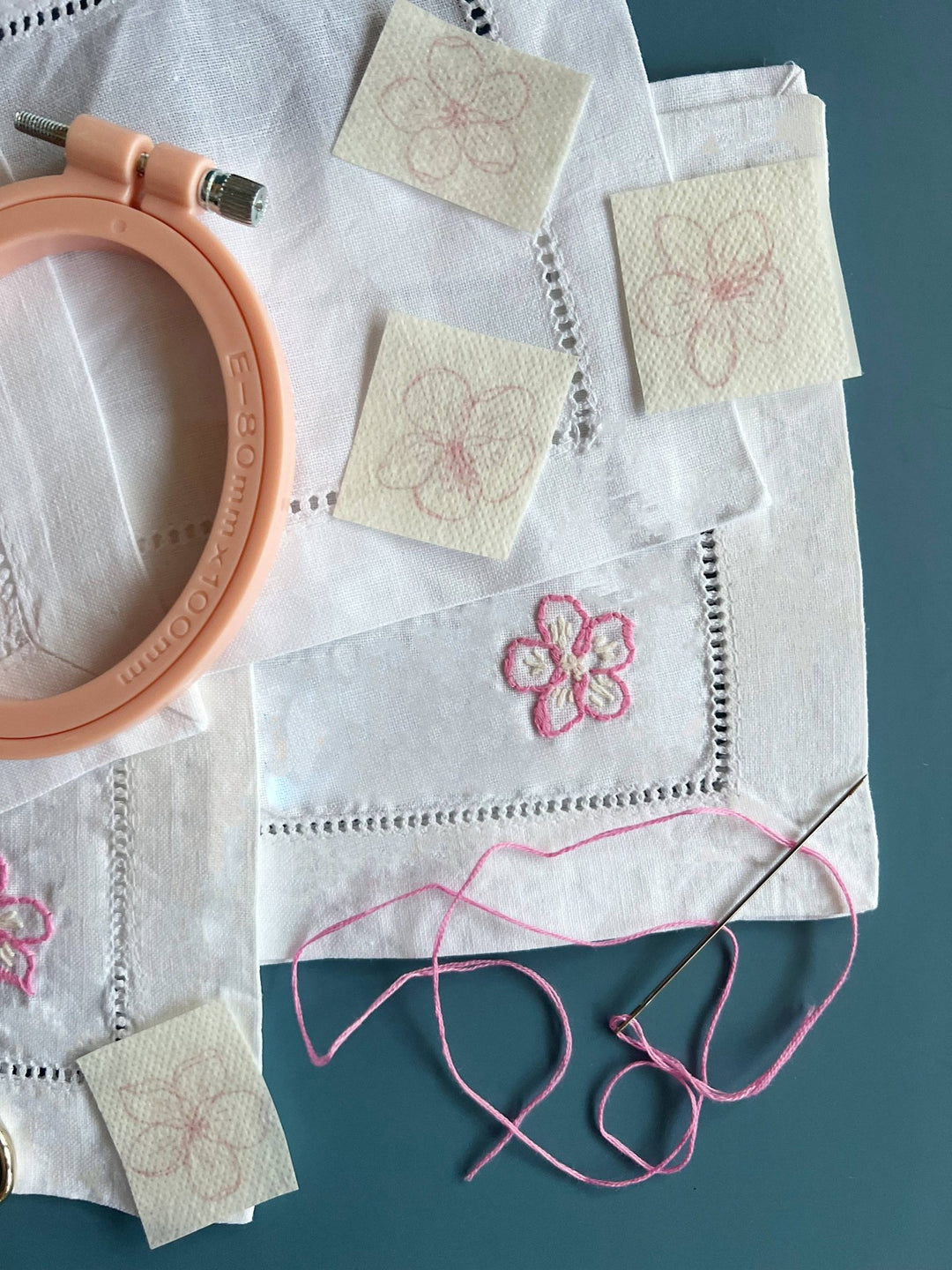 Cate Paper Co. – Cherry Blossom Napkins Embroidery Kit (Set of 4) - Pisgah Needleworks