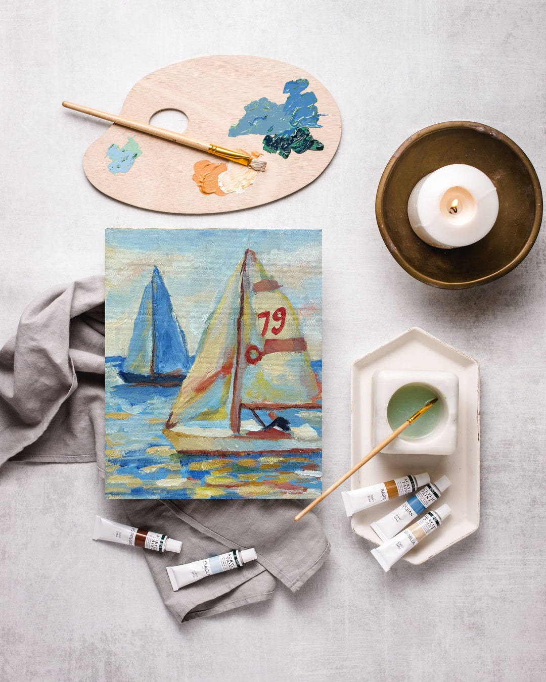 Cate Paper Co. - East Coast Regatta painting kit, impressionist painting kit - Pisgah Needleworks