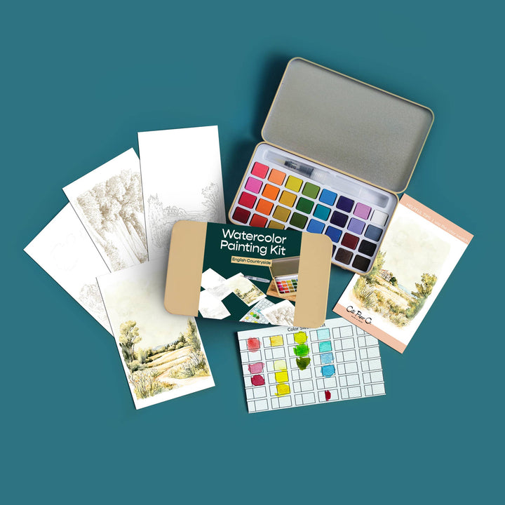 Cate Paper Co. - English Countryside watercolor painting kit - Pisgah Needleworks