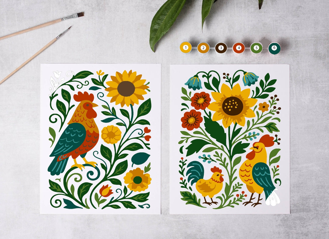 Cate Paper Co. - Flock and Flower Paint-By-Numbers kit - Pisgah Needleworks