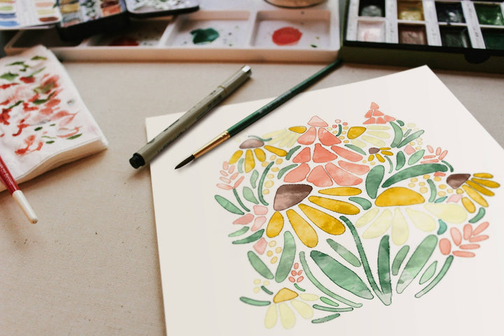 Cate Paper Co. - Floral Meadows watercolor painting kit - Pisgah Needleworks