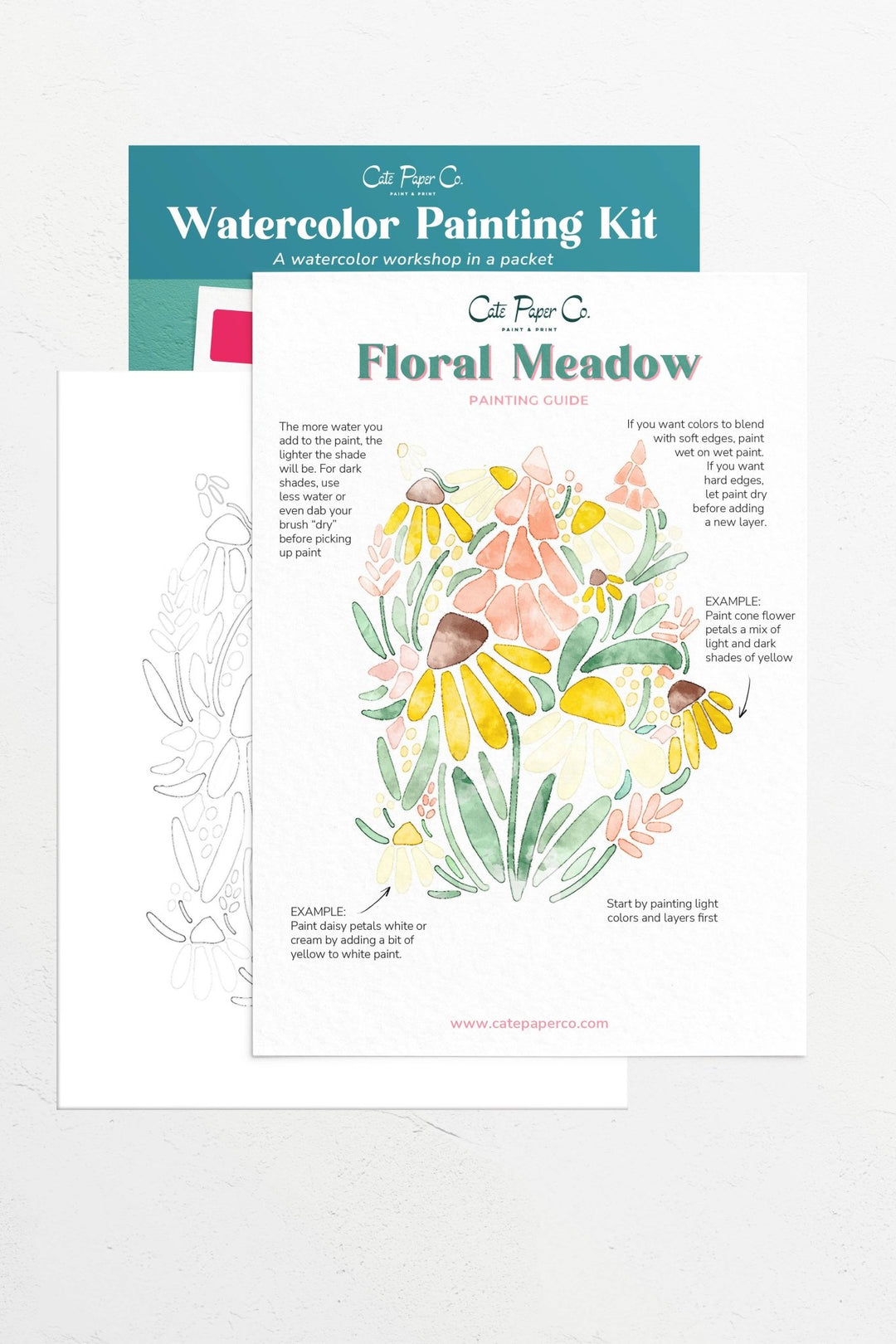 Cate Paper Co. - Floral Meadows watercolor painting kit - Pisgah Needleworks