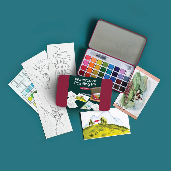 Cate Paper Co. – Italian Fields Watercolor Painting Kit (Tin Travel Set) - Pisgah Needleworks