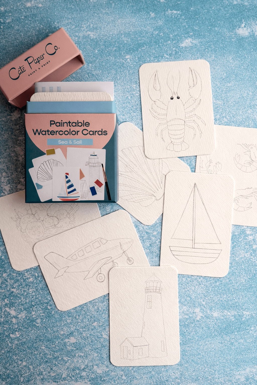 Cate Paper Co. - Paintable Watercolor Card Deck - Sea and Sail - Pisgah Needleworks