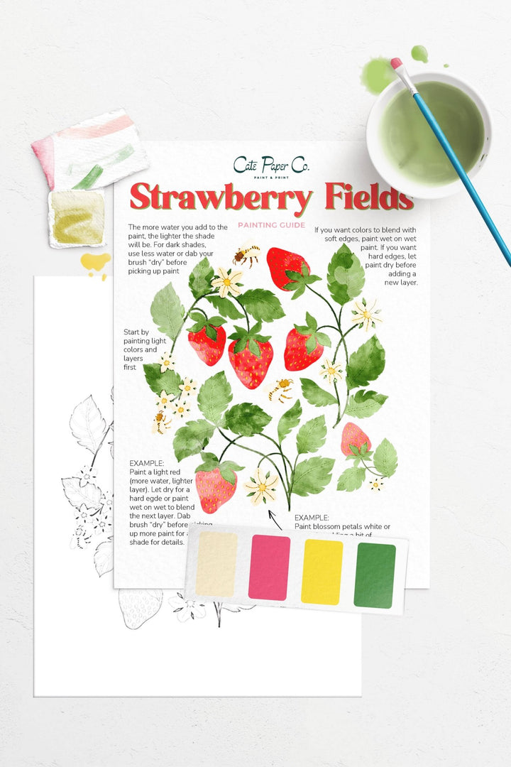 Cate Paper Co. - Strawberry Fields watercolor painting kit - Pisgah Needleworks