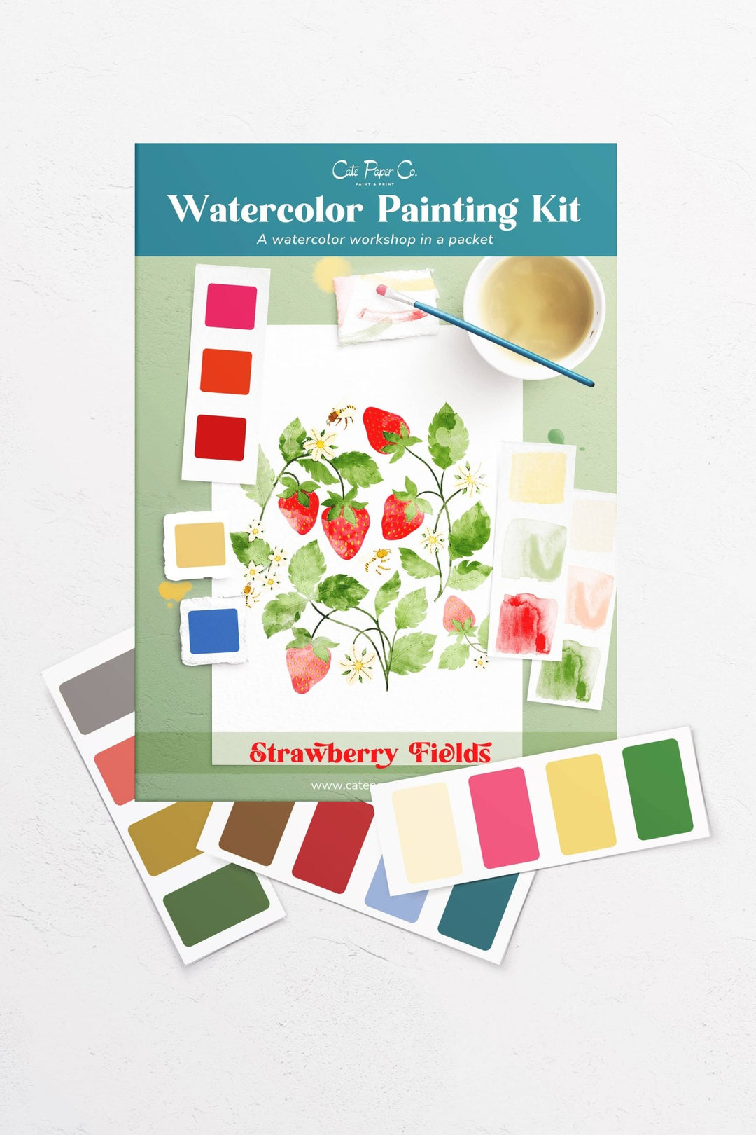 Cate Paper Co. - Strawberry Fields watercolor painting kit - Pisgah Needleworks