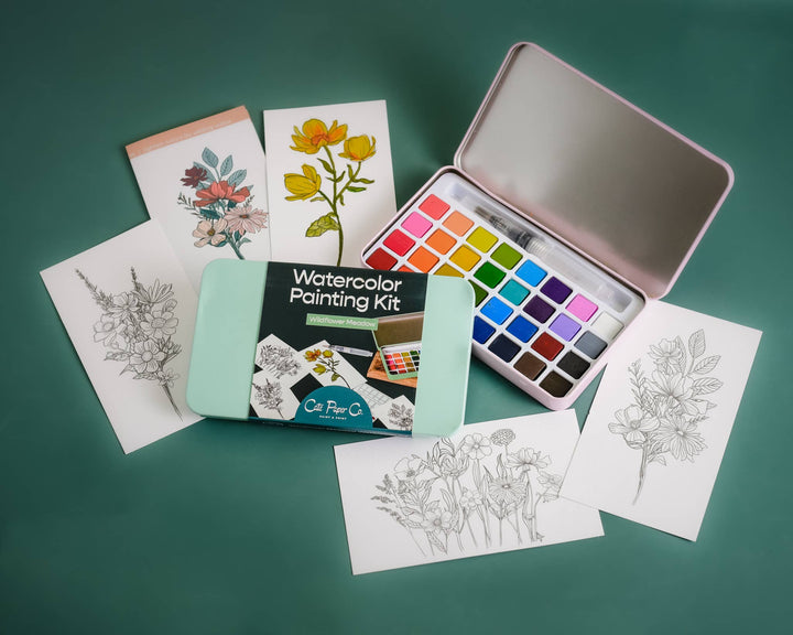 Cate Paper Co. – Wildflower Meadow Watercolor Painting Kit (Tin Travel Set) - Pisgah Needleworks