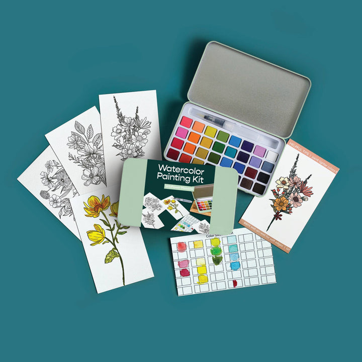 Cate Paper Co. – Wildflower Meadow Watercolor Painting Kit (Tin Travel Set) - Pisgah Needleworks