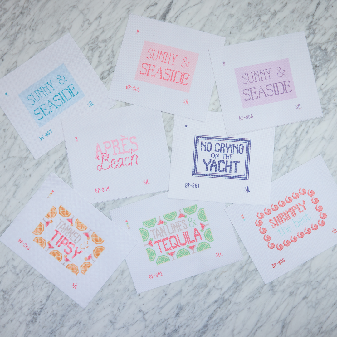 Stitch Lane Designs – Sunny &amp; Seaside Pink Needlepoint Canvas