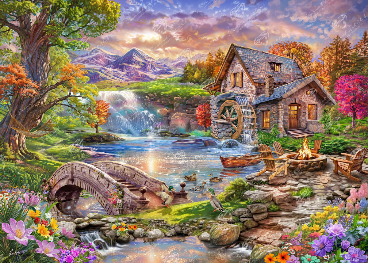 Diamond Art Club - Mill Pond Sanctuary: Square with 67 Colors including 5 ABs and 2 Fairy Dust Diamonds / 110,433 / 38.5" x 27.6" (97.8cm x 69.9cm) - Pisgah Needleworks