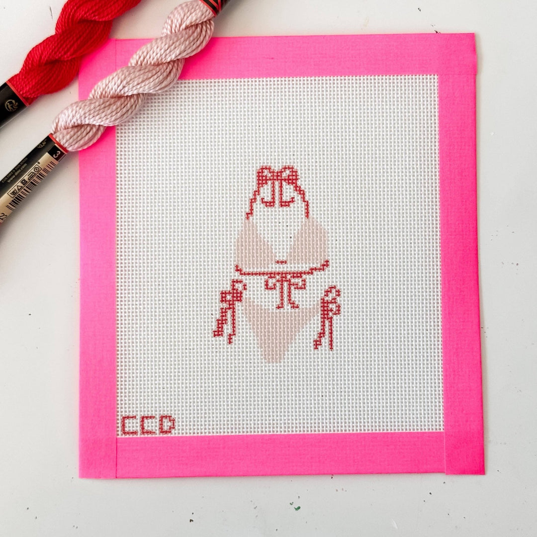 Cotswold Co Designs Bow Bikini Needlepoint Canvas – 3” Hand - Painted on 18 Mesh - Pisgah Needleworks