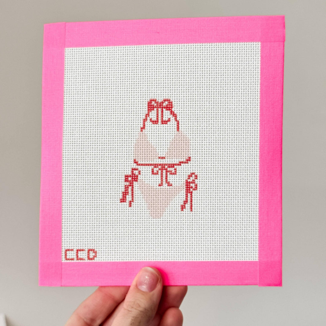 Cotswold Co Designs Bow Bikini Needlepoint Canvas – 3” Hand - Painted on 18 Mesh - Pisgah Needleworks