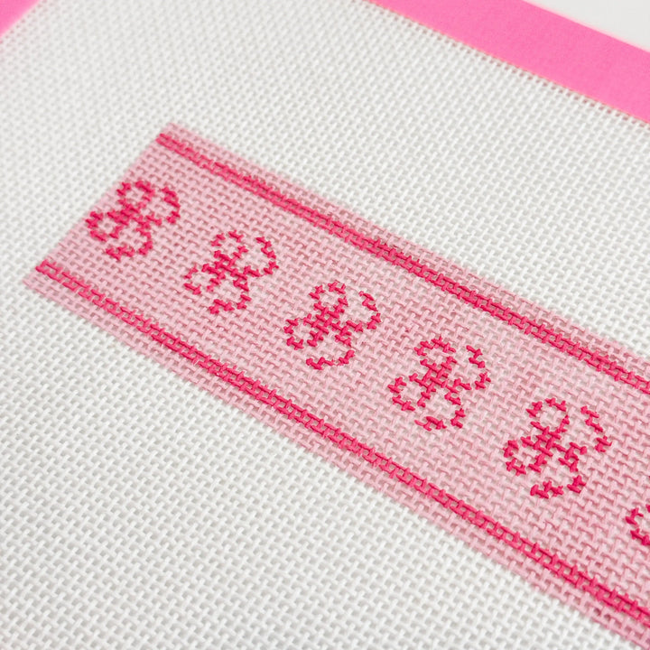 Cotswold Co Designs - Bow Coquette Key Fob Keychain Needlepoint Canvas 18 Mesh 7” - Pisgah Needleworks