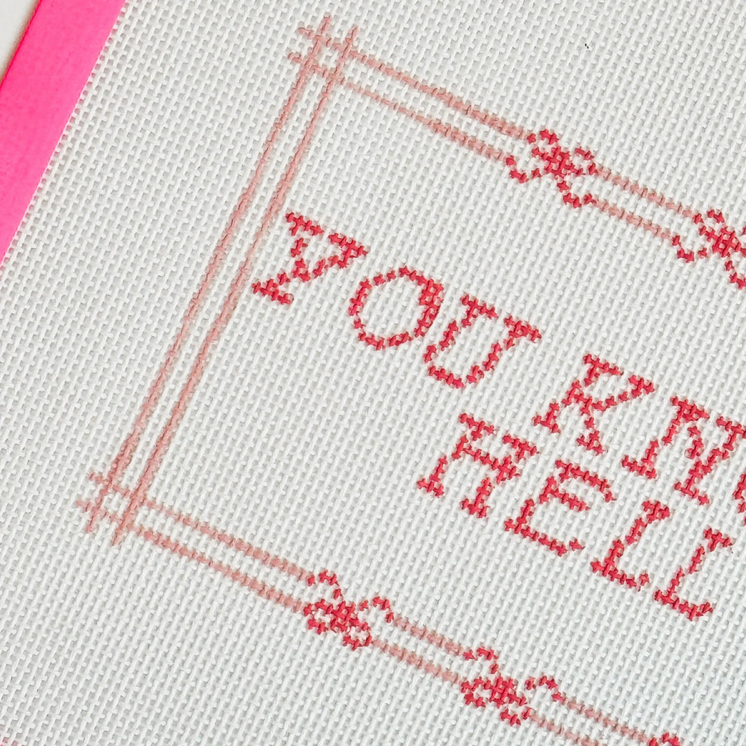 Cotswold Co Designs - Cheeky Saying Bow Needlepoint Canvas 13 Mesh 10x6” - Pisgah Needleworks