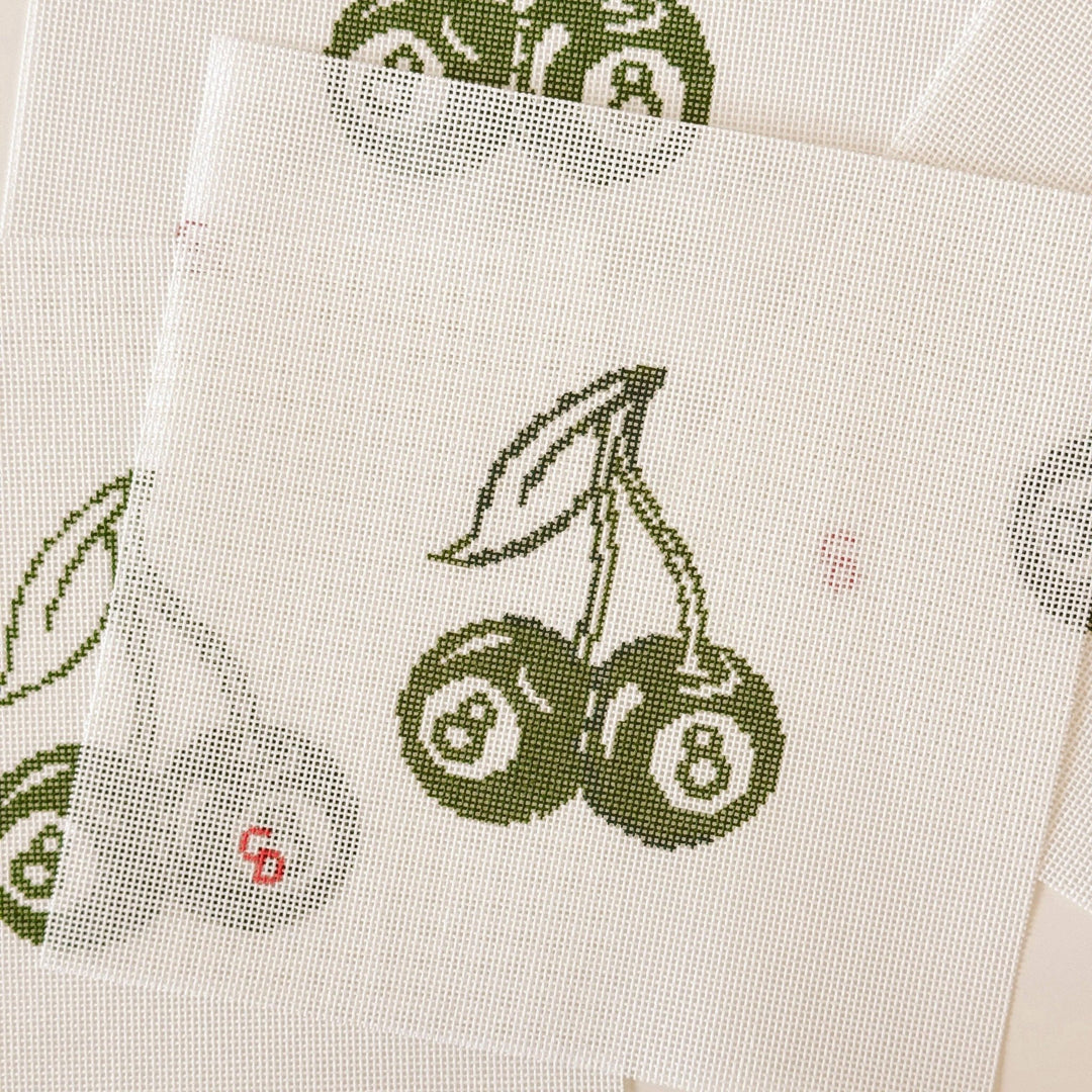 Cotswold Co Designs Cherry Eight Ball Needlepoint Canvas | 3" x 4" | 18 Mesh - Pisgah Needleworks