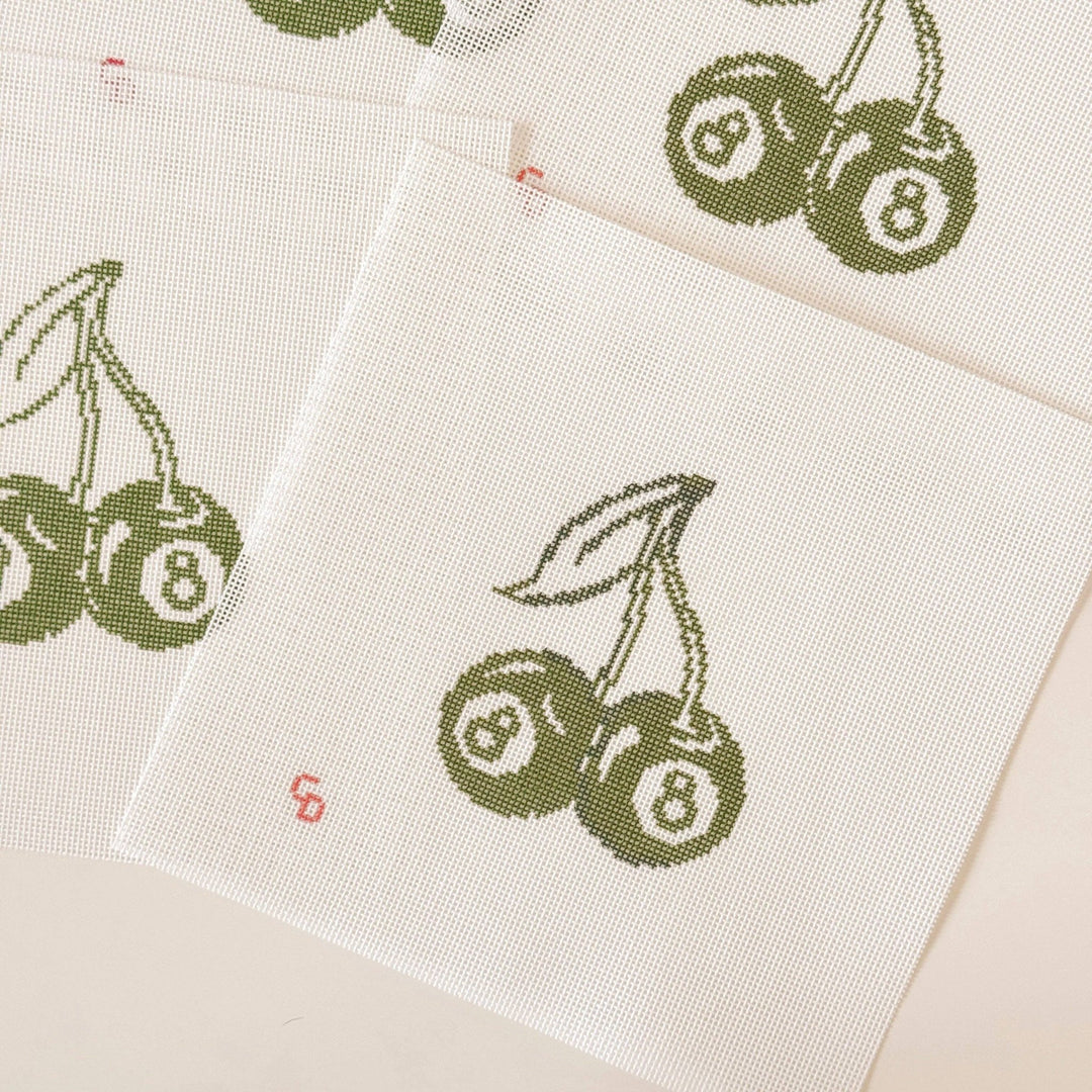 Cotswold Co Designs Cherry Eight Ball Needlepoint Canvas | 3" x 4" | 18 Mesh - Pisgah Needleworks