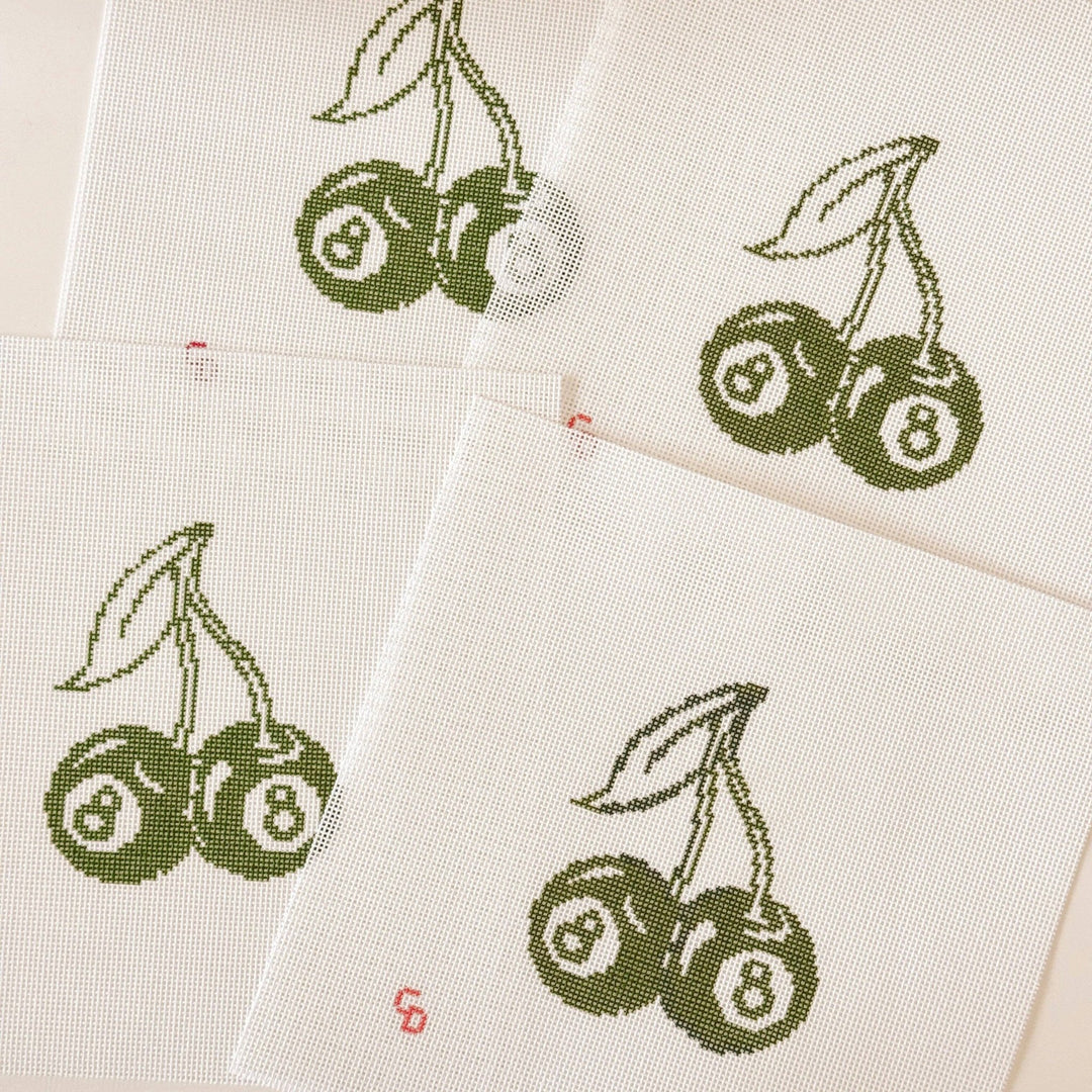 Cotswold Co Designs Cherry Eight Ball Needlepoint Canvas | 3" x 4" | 18 Mesh - Pisgah Needleworks