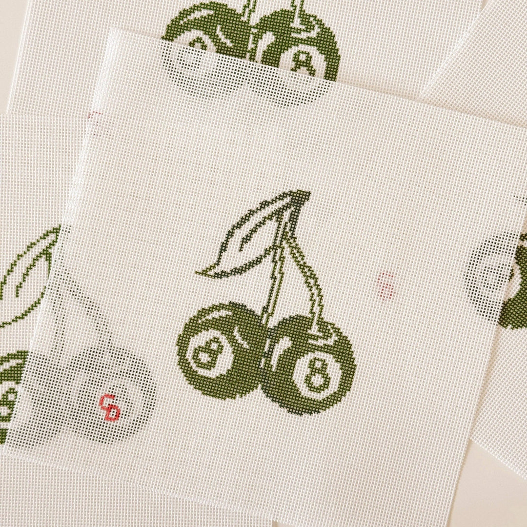 Cotswold Co Designs Cherry Eight Ball Needlepoint Canvas | 3" x 4" | 18 Mesh - Pisgah Needleworks