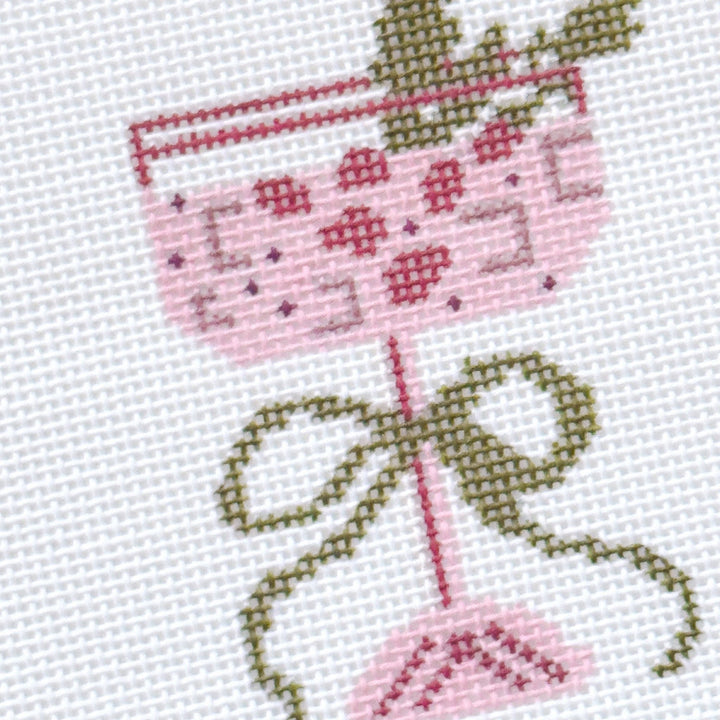 Cotswold Co Designs Christmas Cocktail Needlepoint Canvas – 2” x 3” Hand - Painted on 18 Mesh - Pisgah Needleworks