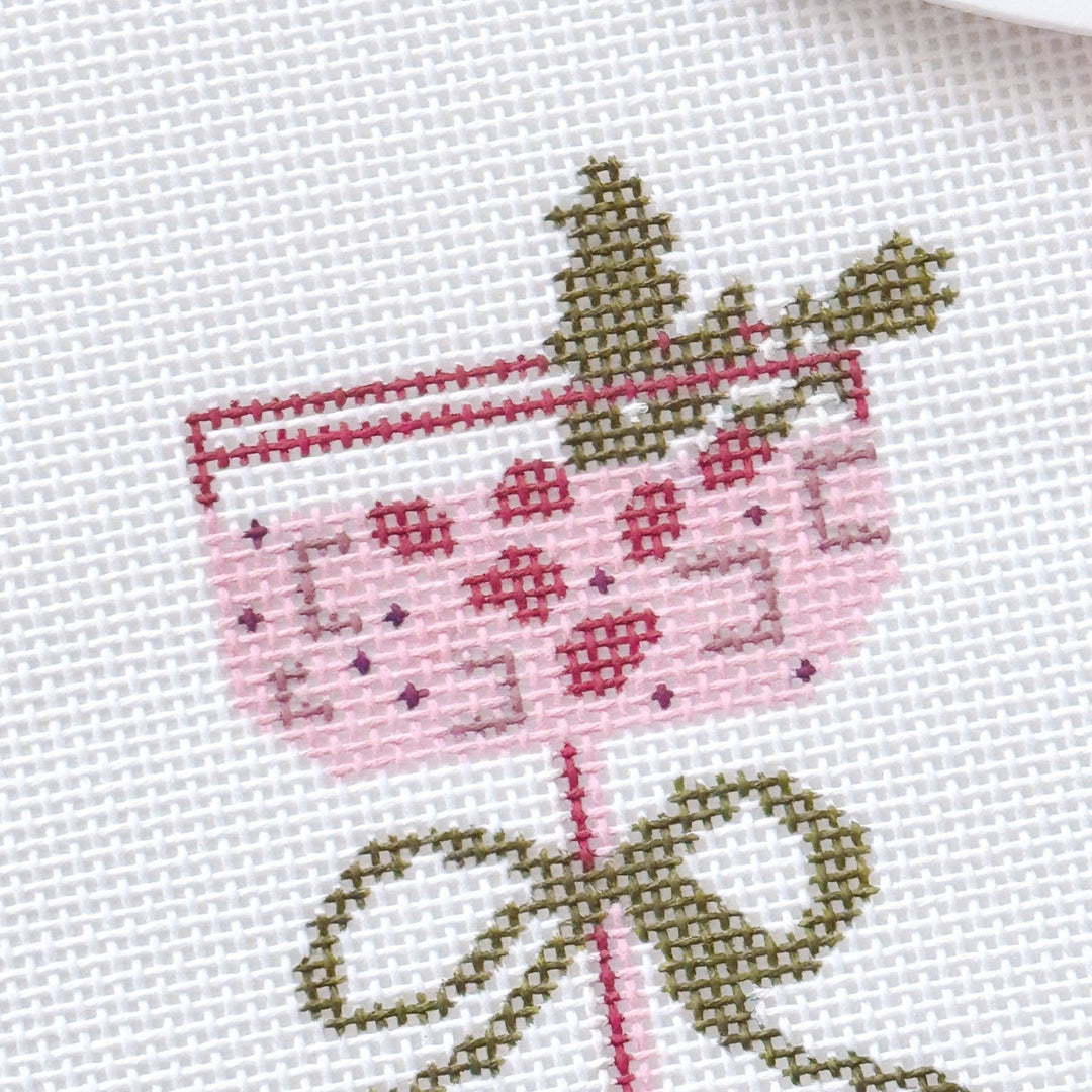 Cotswold Co Designs Christmas Cocktail Needlepoint Canvas – 2” x 3” Hand - Painted on 18 Mesh - Pisgah Needleworks