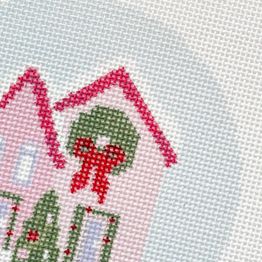 Cotswold Co Designs - Christmas Houses Ornament Needlepoint Canvas 18 Mesh 4” - Pisgah Needleworks