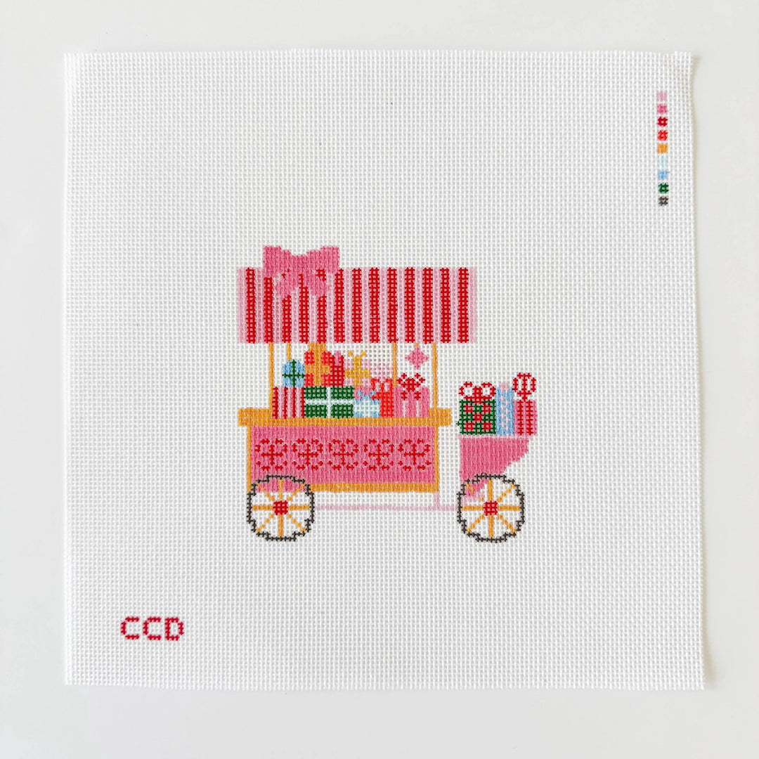 Cotswold Co Designs Christmas Trolley Cart Needlepoint Canvas | 4" | 18 Mesh - Pisgah Needleworks