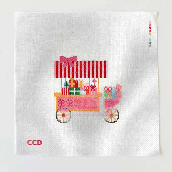 Cotswold Co Designs Christmas Trolley Cart Needlepoint Canvas | 4" | 18 Mesh - Pisgah Needleworks