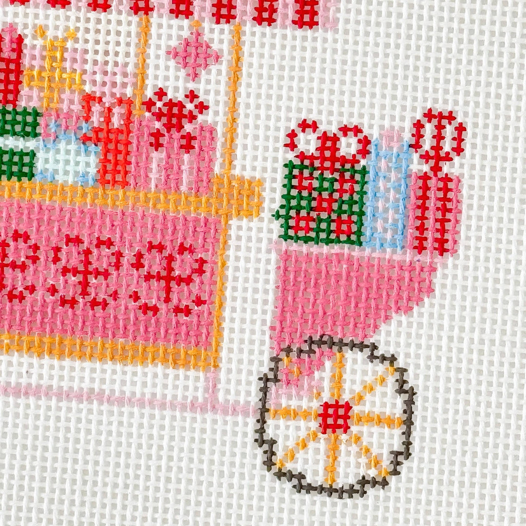 Cotswold Co Designs Christmas Trolley Cart Needlepoint Canvas | 4" | 18 Mesh - Pisgah Needleworks