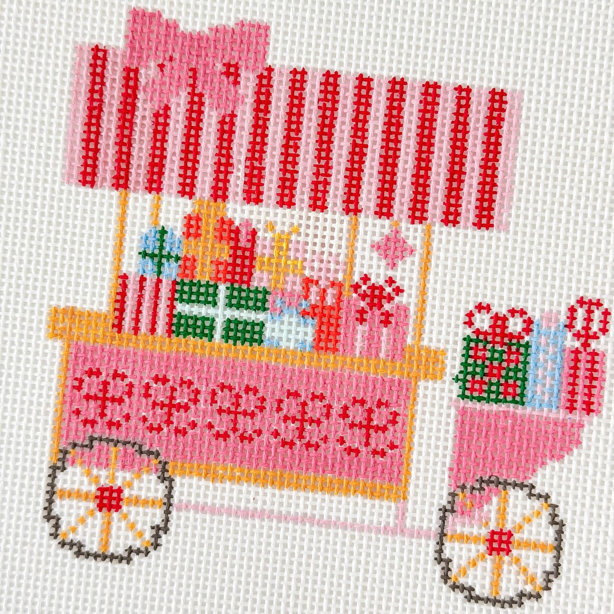 Cotswold Co Designs Christmas Trolley Cart Needlepoint Canvas | 4" | 18 Mesh - Pisgah Needleworks