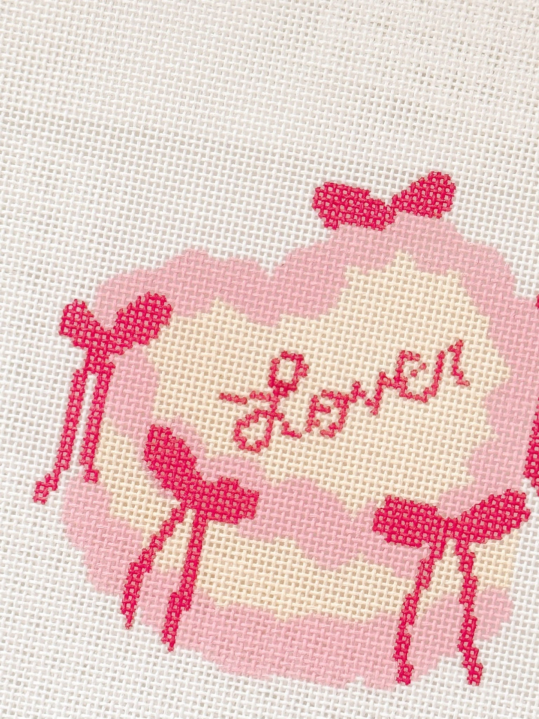 Cotswold Co Designs Coquette Bow Heart Cake Needlepoint Canvas | 4" | 18 Mesh - Pisgah Needleworks