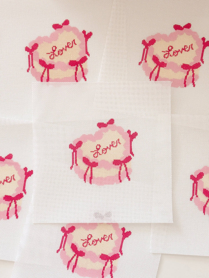 Cotswold Co Designs Coquette Bow Heart Cake Needlepoint Canvas | 4" | 18 Mesh - Pisgah Needleworks