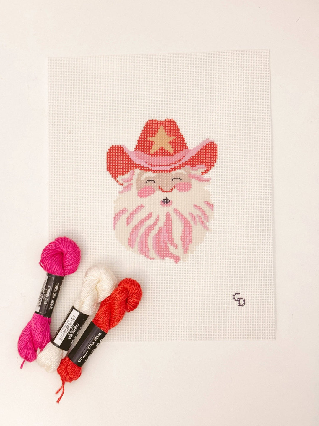 Cotswold Co Designs Country Cowboy Santa Needlepoint Canvas | 4" x 5" | 18 Mesh - Pisgah Needleworks