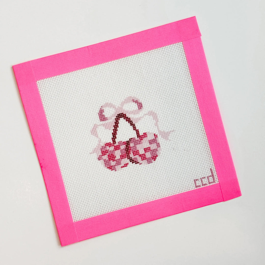 Cotswold Co Designs - Disco Cherries Coquette Needlepoint Canvas, 18 mesh, 3” - Pisgah Needleworks