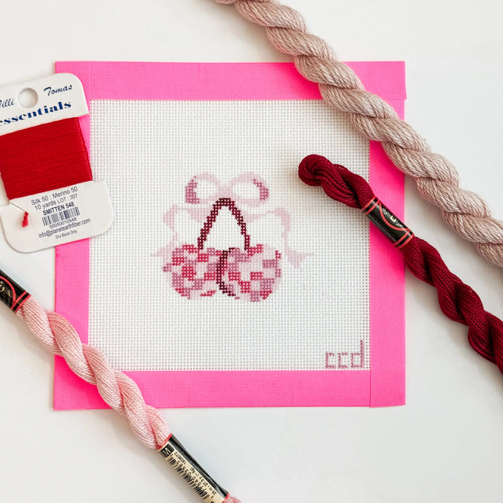 Cotswold Co Designs - Disco Cherries Coquette Needlepoint Canvas, 18 mesh, 3” - Pisgah Needleworks