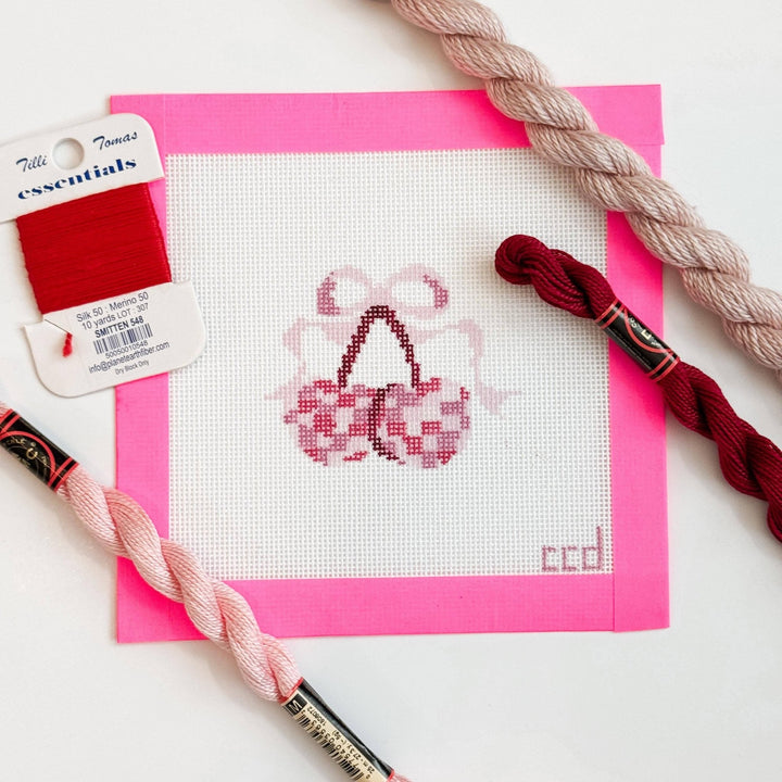 Cotswold Co Designs Disco Cherry Needlepoint Canvas – 2” Hand - Painted on 18 Mesh - Pisgah Needleworks